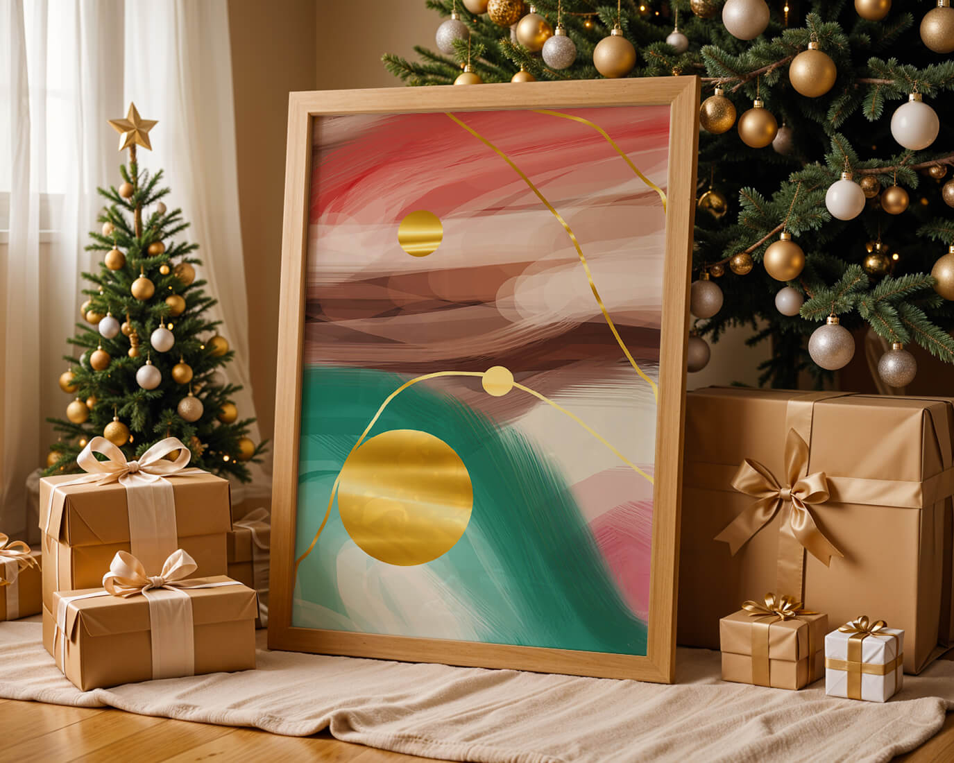 Abstract Expressionism with Gold Accents and Earthy Tones