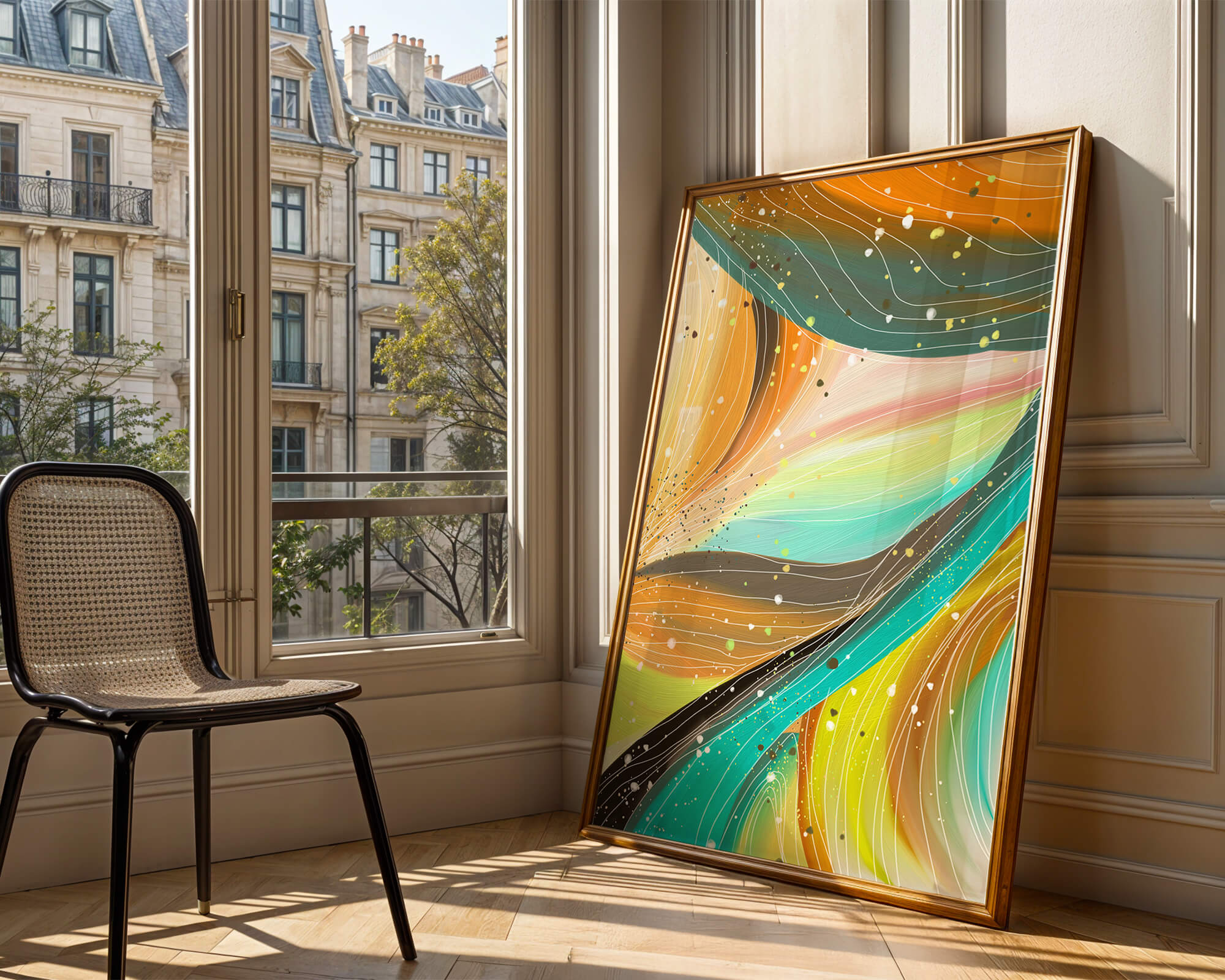 Abstract swirl of vibrant colors with dynamic lines