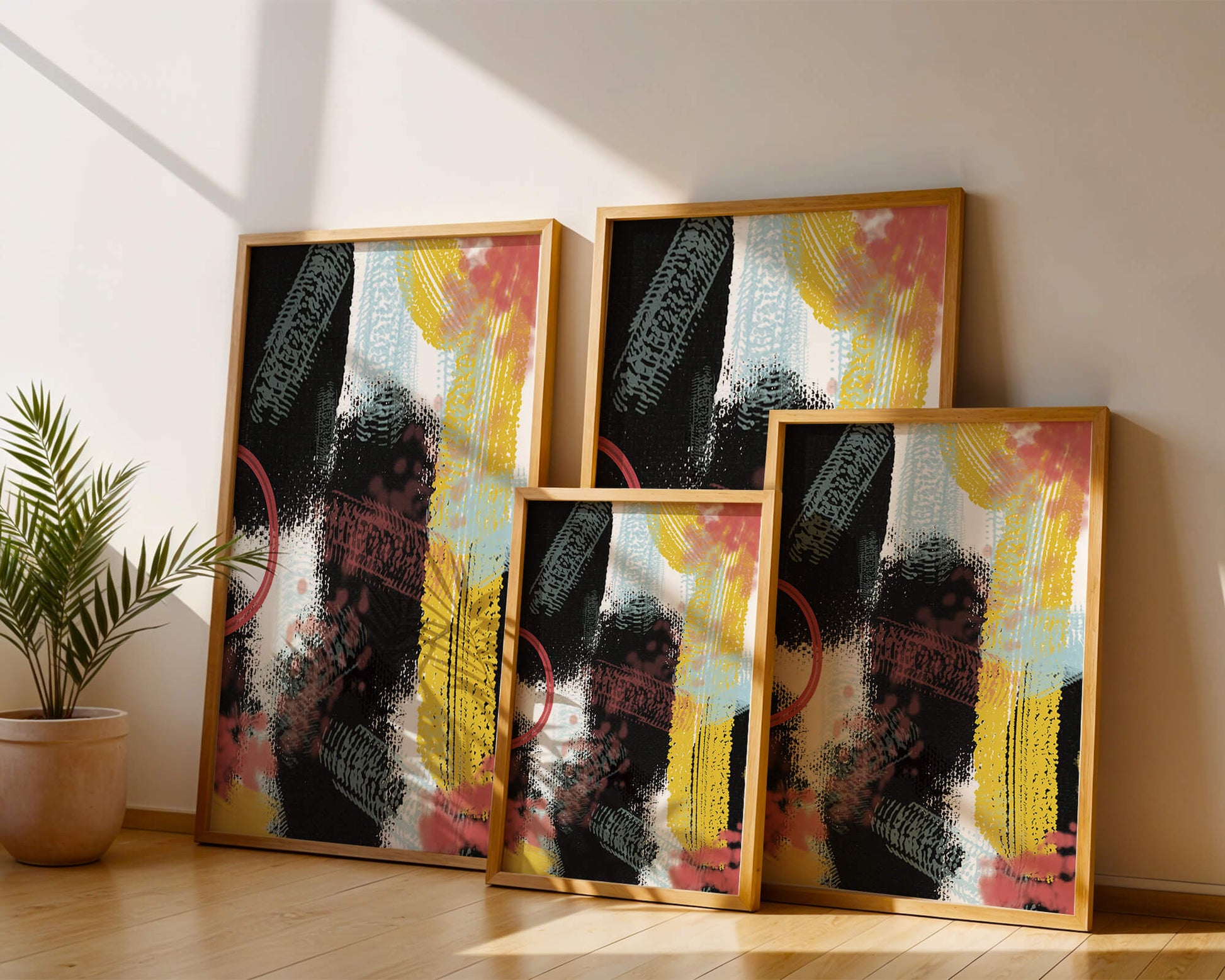 Abstract brush stroke art with vibrant colors on textured background