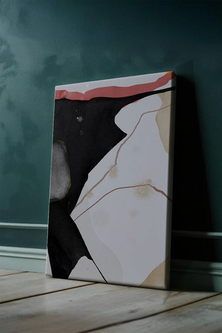 Abstract Composition with Bold Black and Subtle Gold Accents