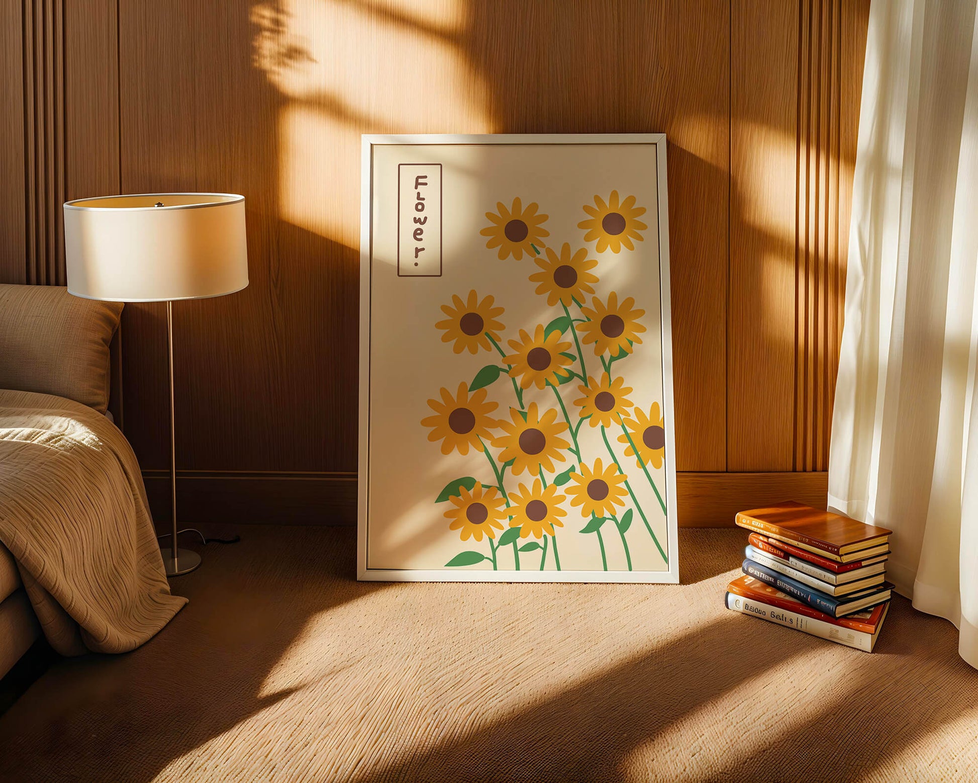Sunflower illustration on a beige background