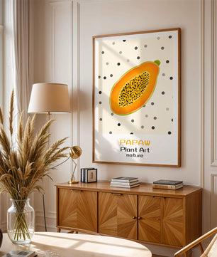 Abstract Papaya Art With Polka Dot Background - Mi tienda