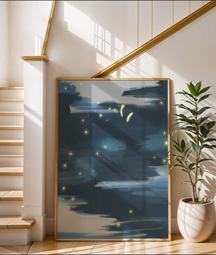 Ciel nocturne abstrait avec des éléments lumineux