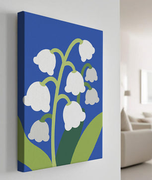 Abstract Lily of the Valley Illustration on Blue Background