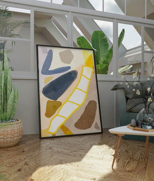 Abstract Design with Geometric Shapes in Earthy Tones and Gold Accents - Mi tienda
