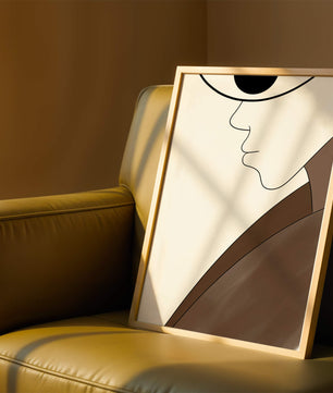 Abstract Portrait with Minimalist Lines and Brown Tones - Mi tienda