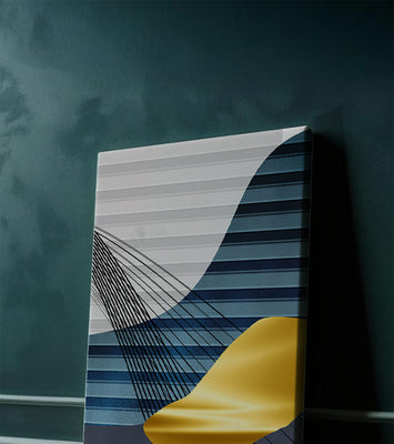 Abstract Composition with Blue and Gold Elements