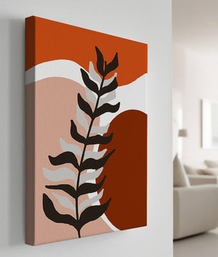 Abstract Botanical Print with Earth Tones and Modern Leaf Design