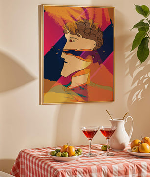 Colorful Abstract Portrait with Geometric and Golden Elements - Mi tienda