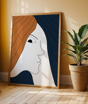 Abstract Portrait with Stylized Hair and Minimalist Design - Mi tienda