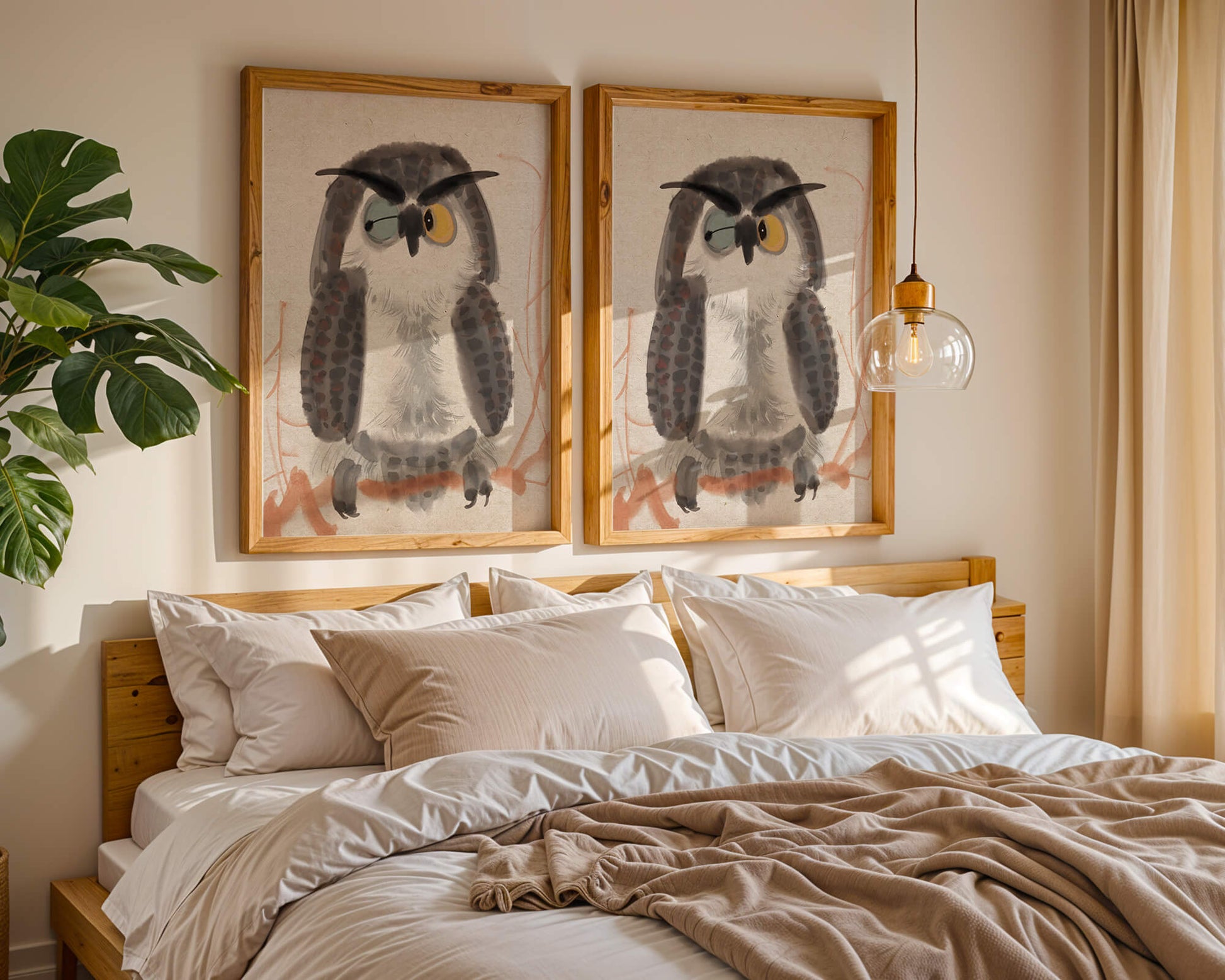 Whimsical Owl Illustration with Colorful Eyes