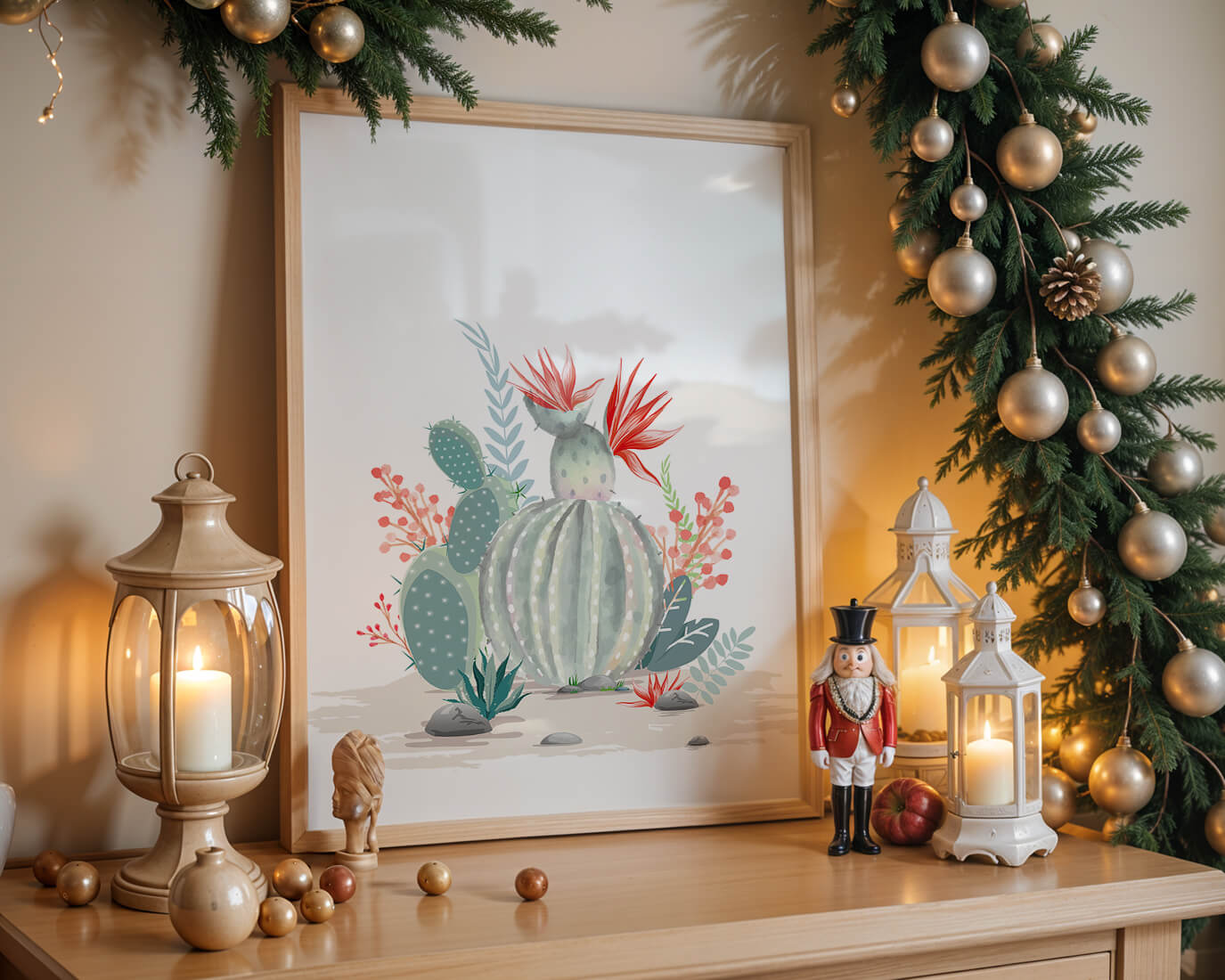 Colorful Cactus Arrangement With Red Blooms And Desert Plants - Mi tienda