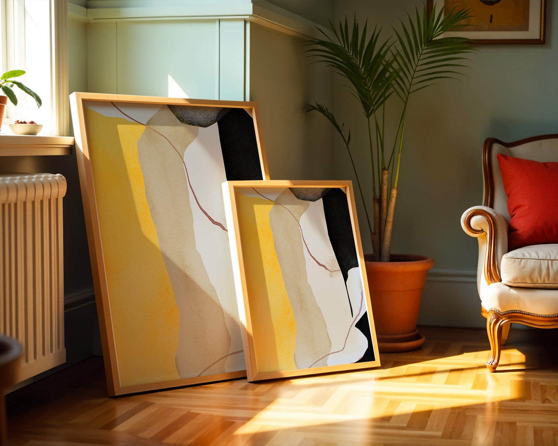 Abstract Composition with Geometric Shapes and Earth Tones