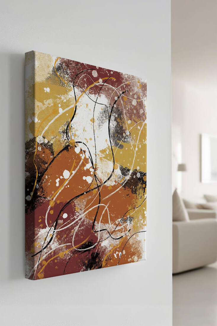 Pieza de arte abstracto colorida con trazos y salpicaduras audaces