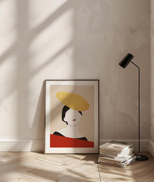 Abstract Portrait of a Woman with a Gold Hat - Mi tienda