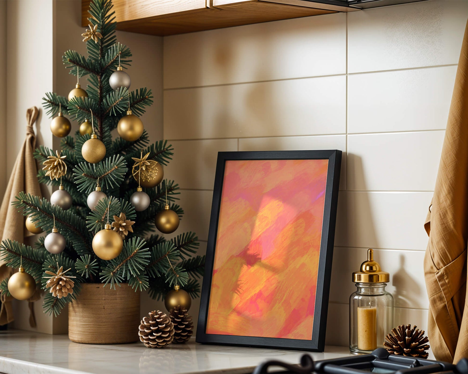 Abstract Warm Toned Brushstroke Art