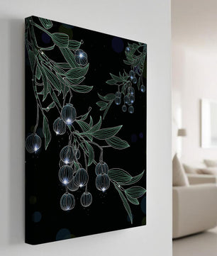 Elegante botanische Illustration mit leuchtenden Früchten und Blättern