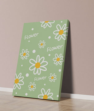 Estampado floral con margaritas sobre fondo verde