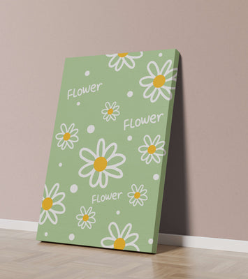 Floral pattern with daisies on a green background