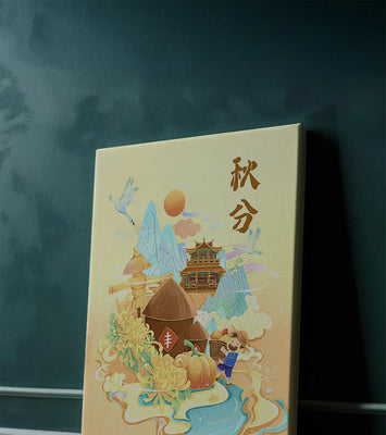 Charming autumn scene with traditional elements and nature motifs