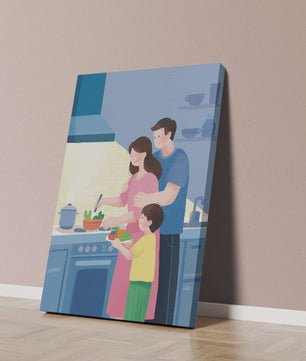 Family Cooking Together in a Modern Kitchen