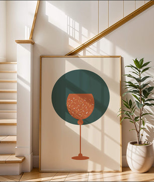 Wine Glass with Decorative Elements on Modern Minimalist Background - Mi tienda