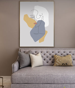 Abstract Line Art Portrait with Neutral Shapes - Mi tienda
