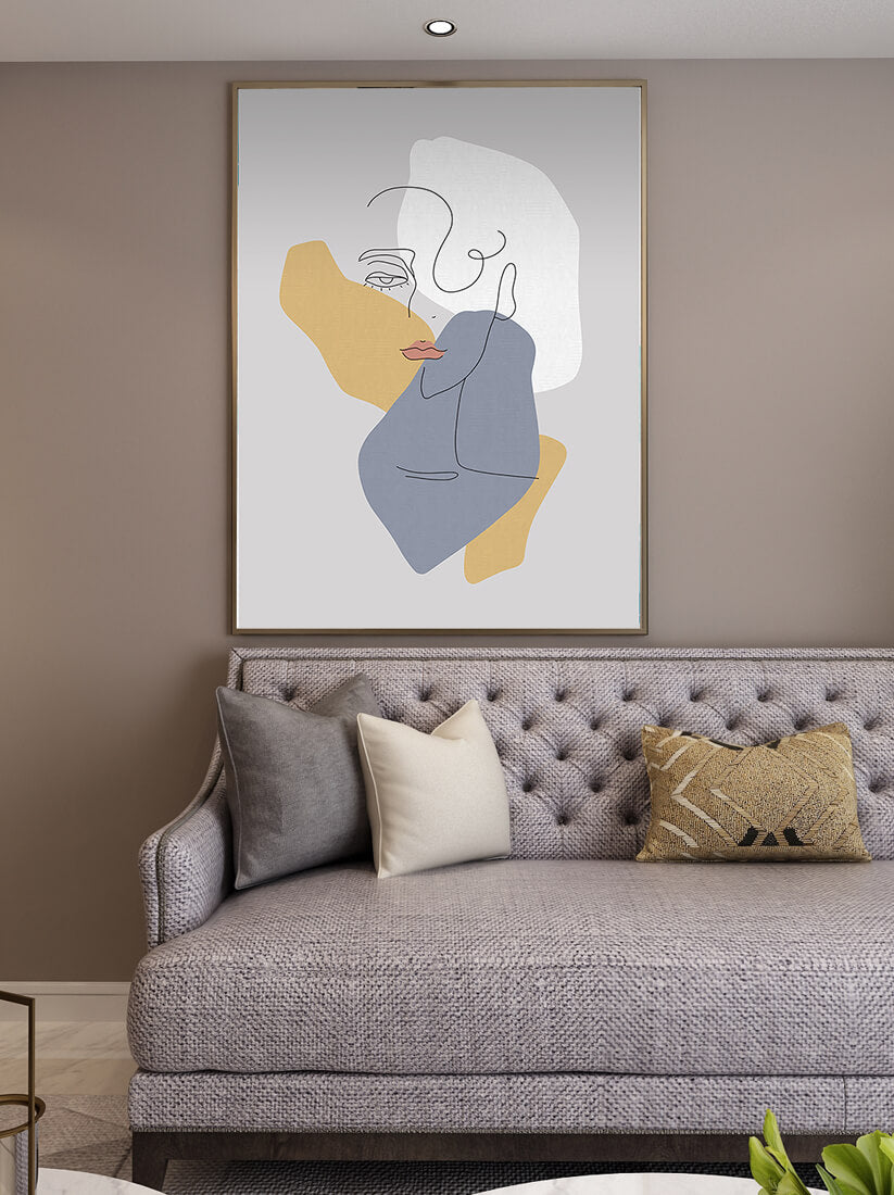 Abstract Line Art Portrait with Neutral Shapes - Mi tienda