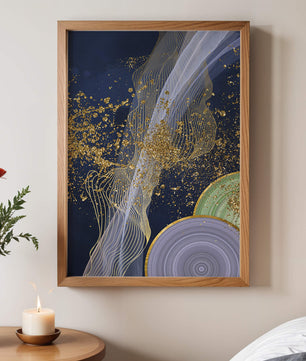 Abstract swirl with gold accents on dark background