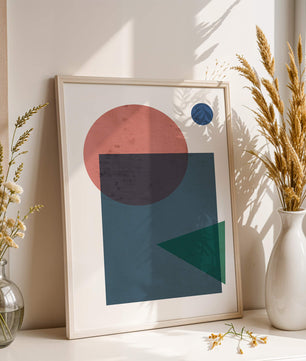 Geometric Abstract Art with Overlapping Shapes in Soft Colors - Mi tienda