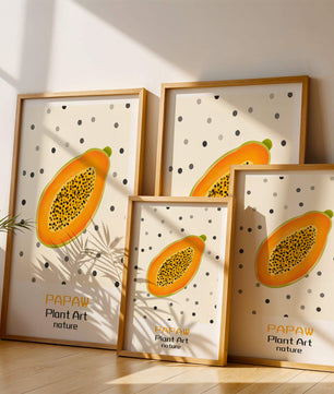 Abstract Papaya Art With Polka Dot Background - Mi tienda