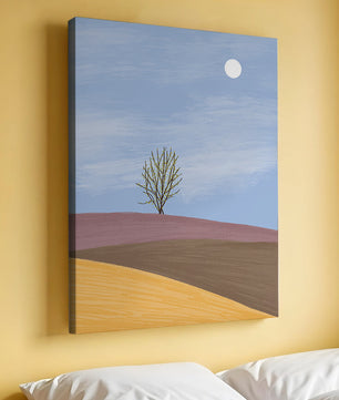 Serene Landscape with Lone Tree and Elegant Horizon