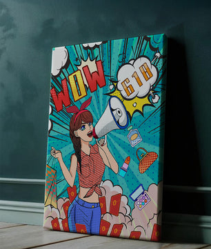 Vibrant Pop Art Style Shopping Experience with Retro Influences