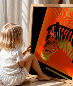 Abstract Zebra with Vibrant Colors and Golden Elements