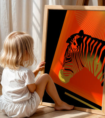Abstract Zebra with Vibrant Colors and Golden Elements
