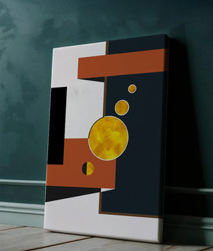 Abstract geometric artwork with golden circles and bold shapes - Mi tienda