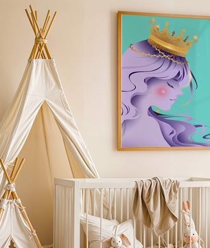 Elegant Purple-Haired Princess with Gold Crown - Mi tienda