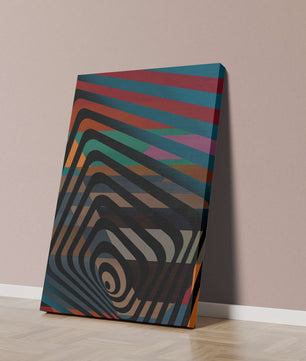 Arte abstracto geométrico colorido con rayas concéntricas