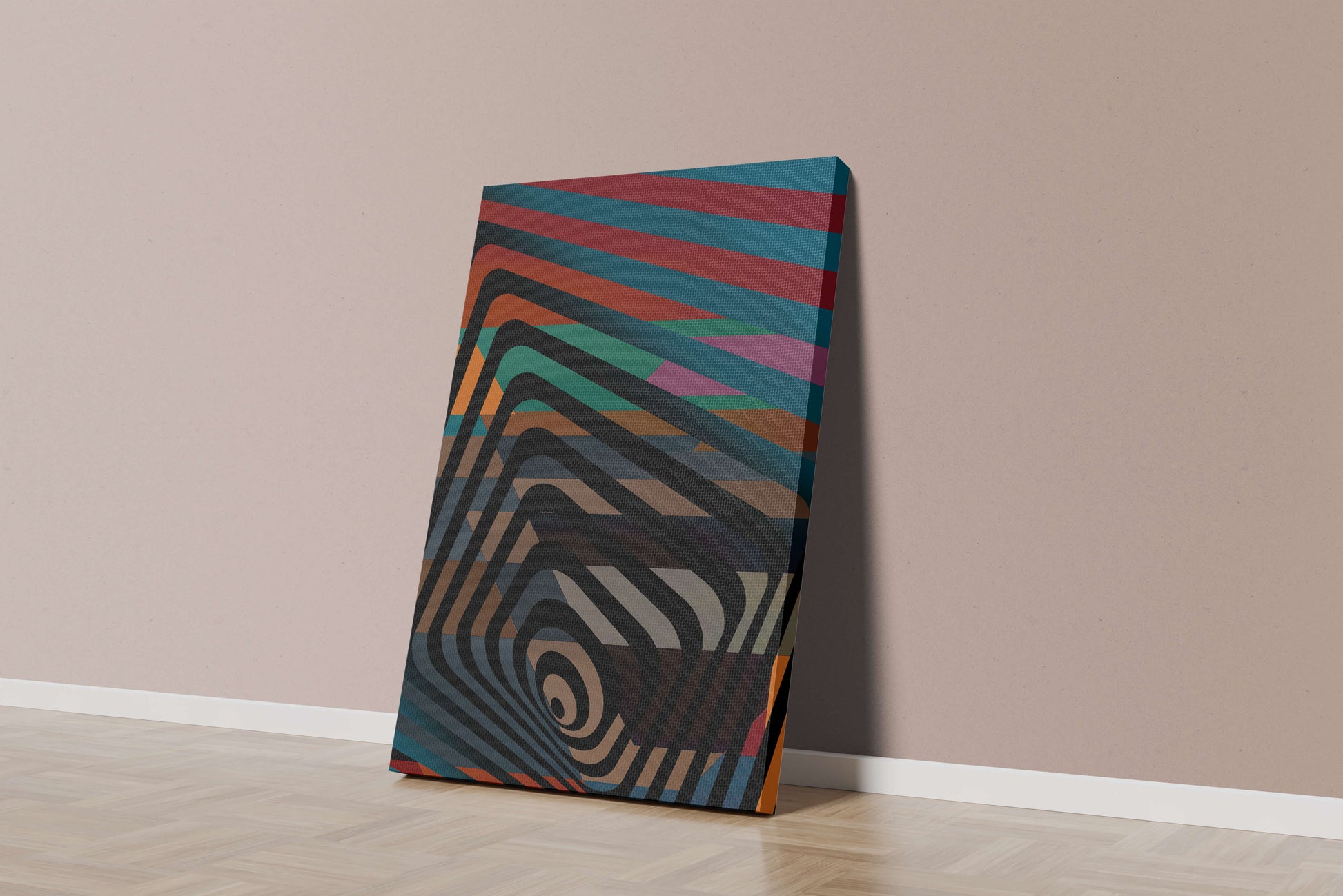 Colorful Geometric Abstract Art with Concentric Stripes