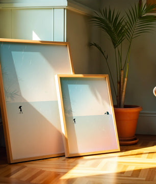 Paisaje Minimalista con Silueta en Ambiente Lluvioso