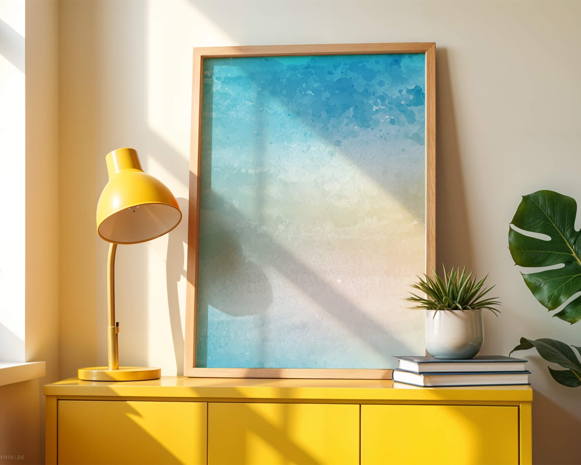 Pastel watercolor background with blue and beige gradient