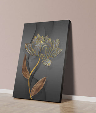 Elegant Gold Outlined Lotus On Dark Background - Mi tienda