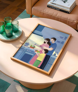 Family Cooking Together in a Modern Kitchen
