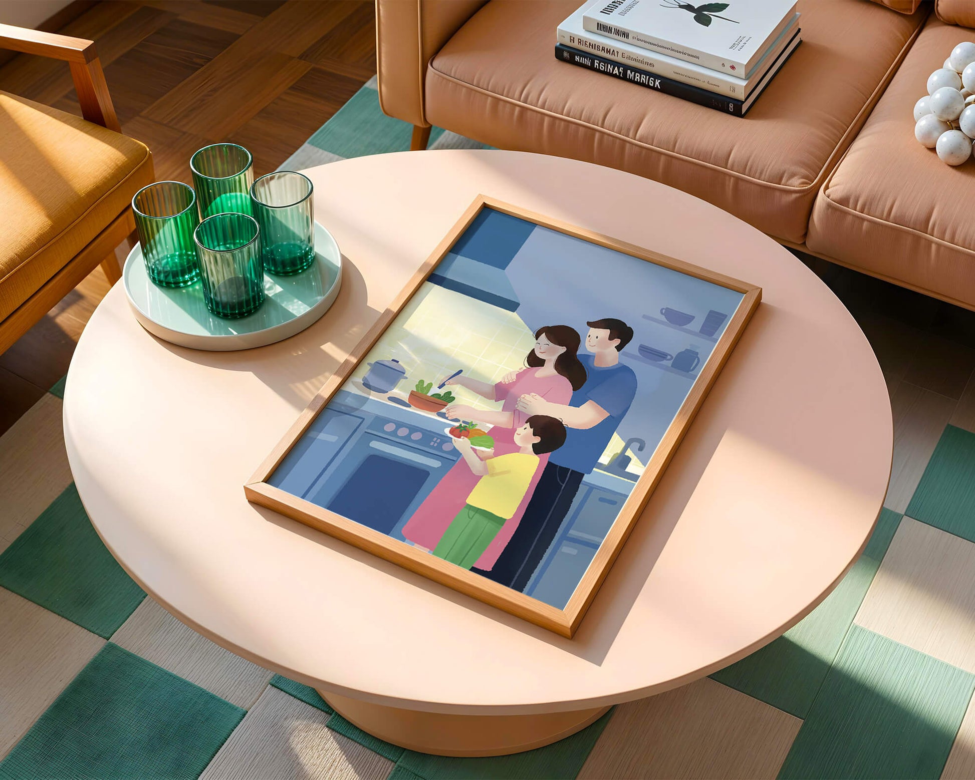 Family Cooking Together in a Modern Kitchen