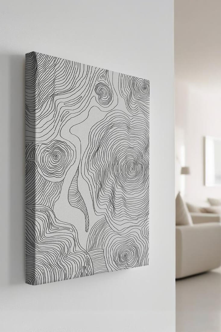 Art linéaire topographique abstrait avec des motifs tourbillonnants