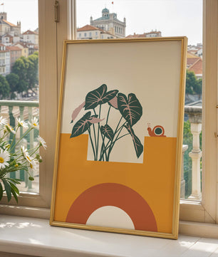Abstract Botanical Art with Snail and Geometric Shapes - Mi tienda