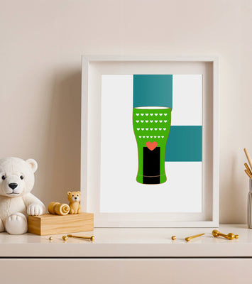 Green vase with heart pattern and minimalistic design