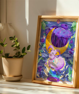 Colorful Capricorn zodiac illustration with fantasy elements