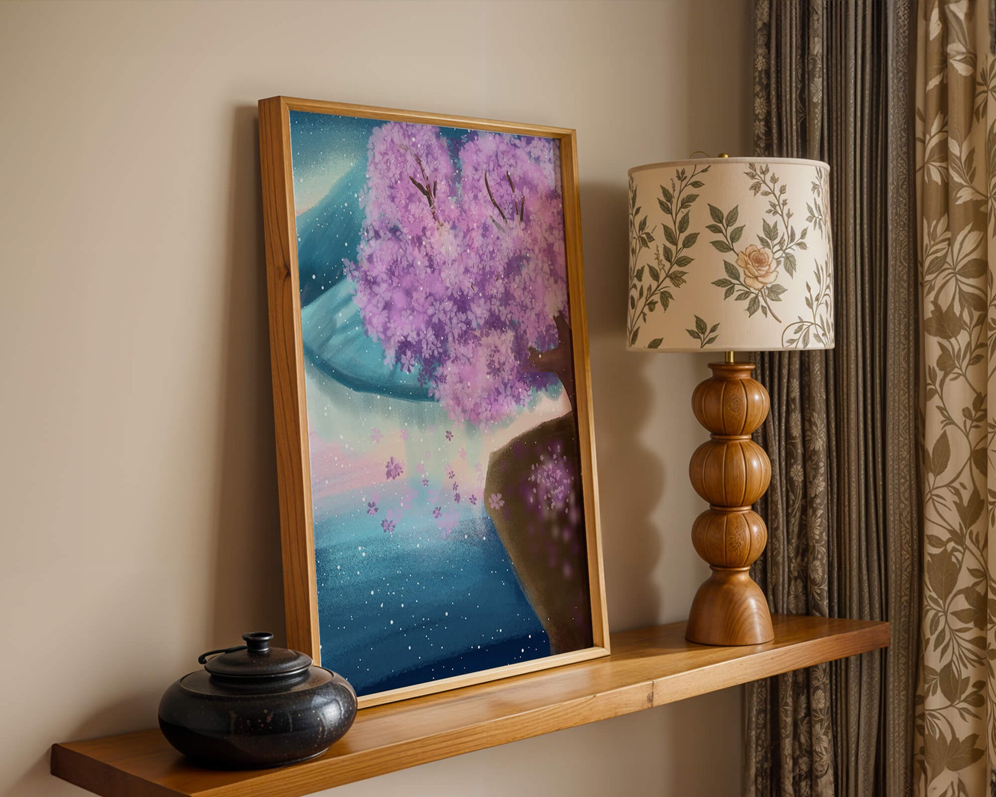 A Beautiful Cherry Blossom Tree in a Dreamlike Landscape