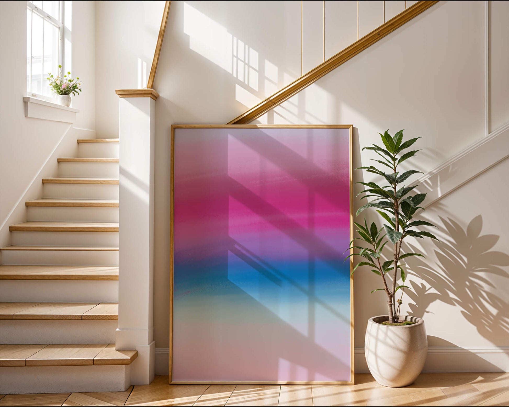 Degradado vibrante con tonos rosados y azules